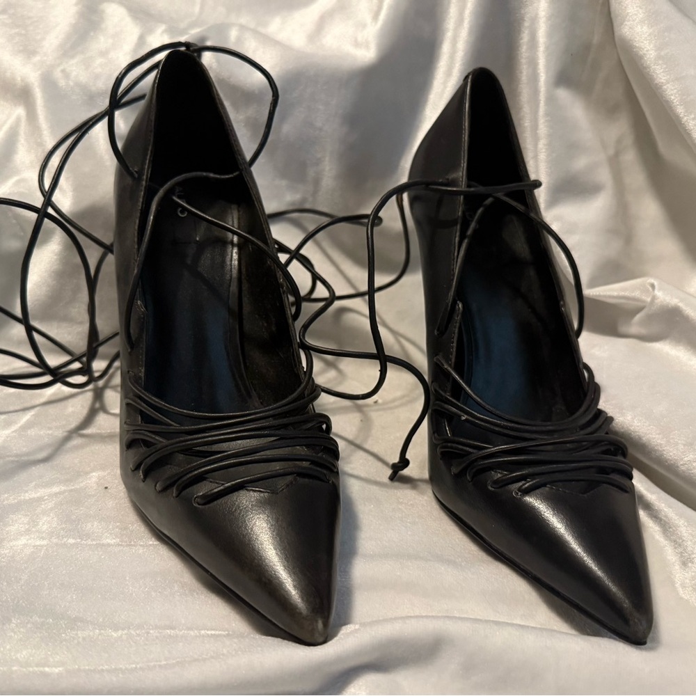 Aldo Black Lace-Up Heels